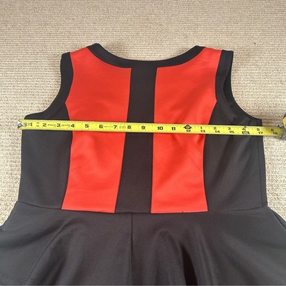 Enfocus Studio Sleeveless A-Line Peplum Midi Dress Size 8 Black Coral Office - Picture 7 of 9